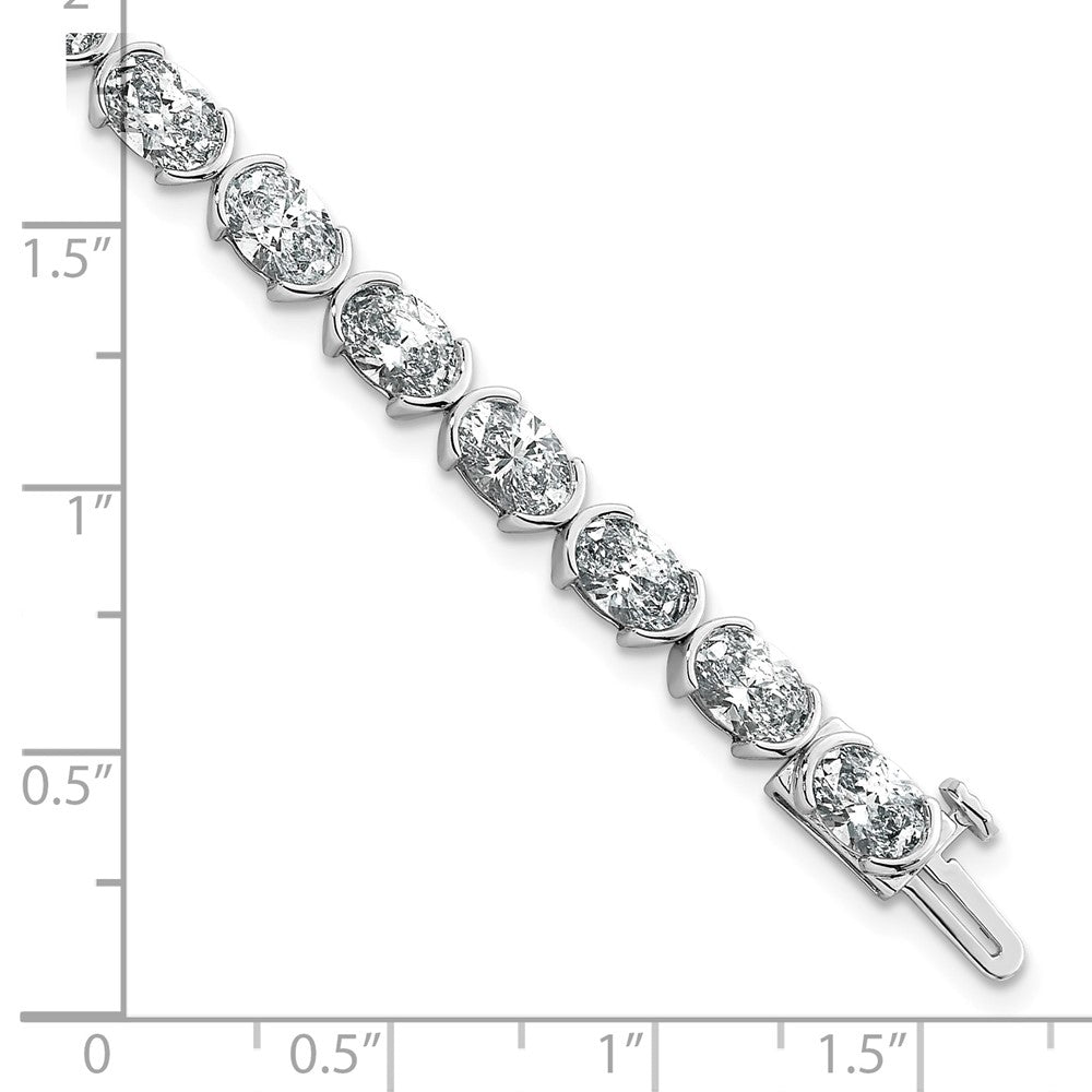 14kw 11 7/8ct Lab Grown Dia VS+ F+ Oval Half Bezel-Set 7in Comp Bracelet