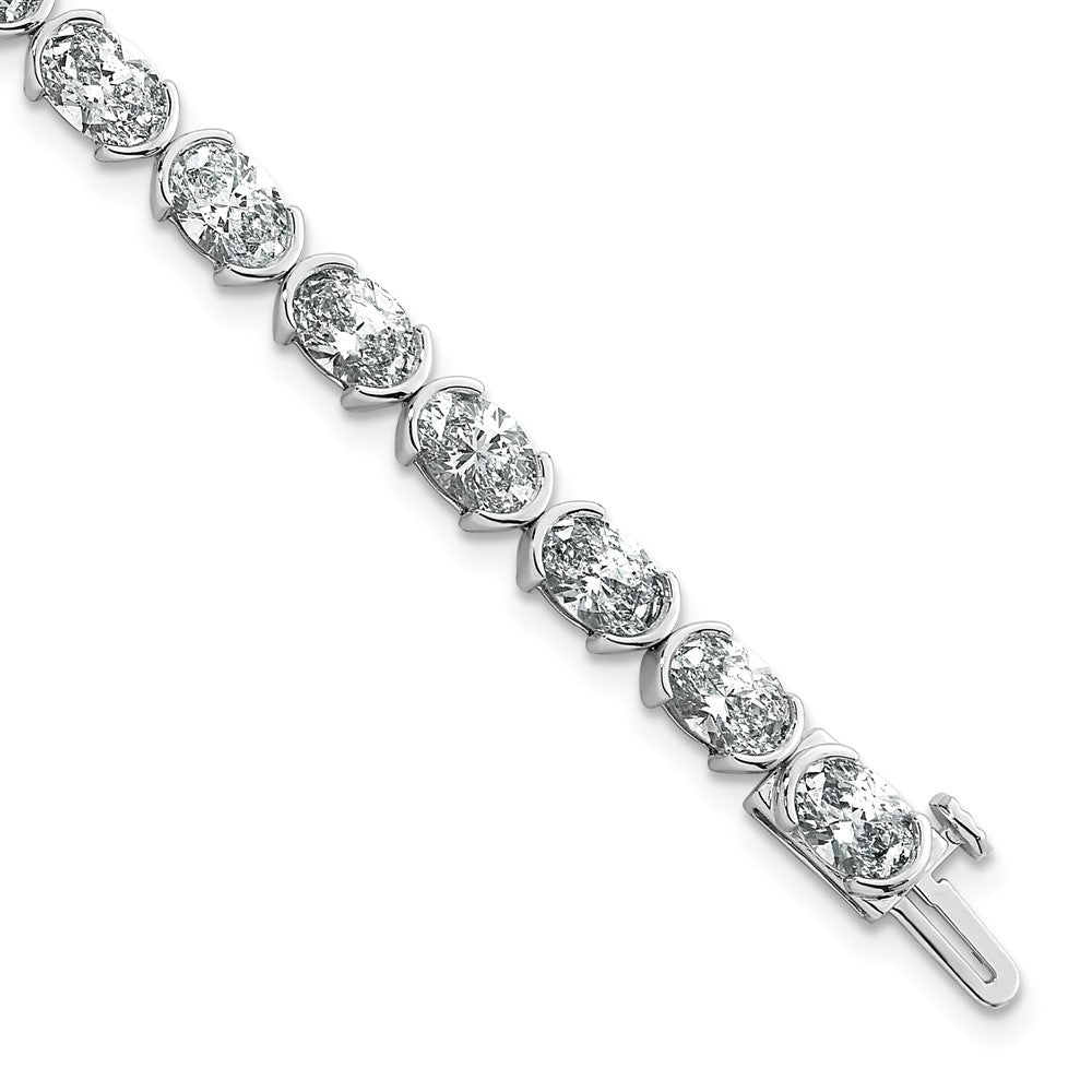 14kw 11 7/8ct Lab Grown Dia VS+ F+ Oval Half Bezel-Set 7in Comp Bracelet