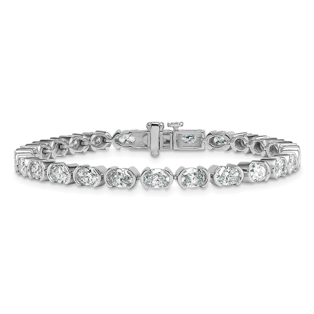 14kw 8 1/2ct Lab Grown Dia VS+ F+ 7in Oval Half Bezel-Set Comp Bracelet