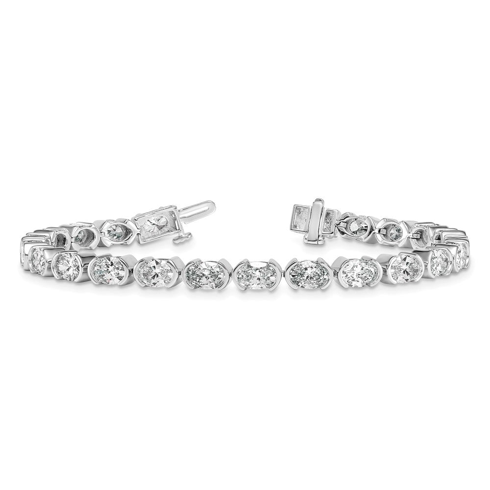 14kw 8 1/2ct Lab Grown Dia VS+ F+ 7in Oval Half Bezel-Set Comp Bracelet