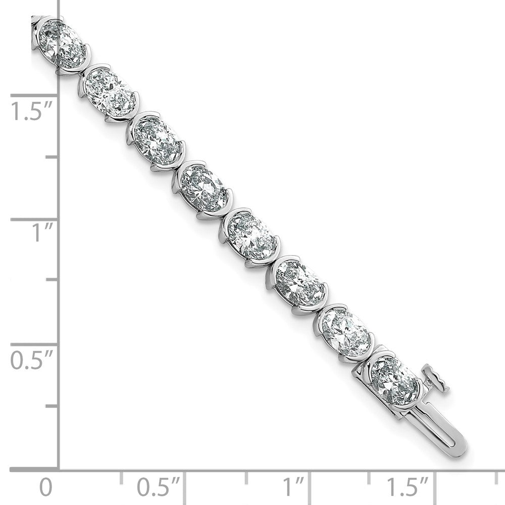 14kw 8 1/2ct Lab Grown Dia VS+ F+ 7in Oval Half Bezel-Set Comp Bracelet