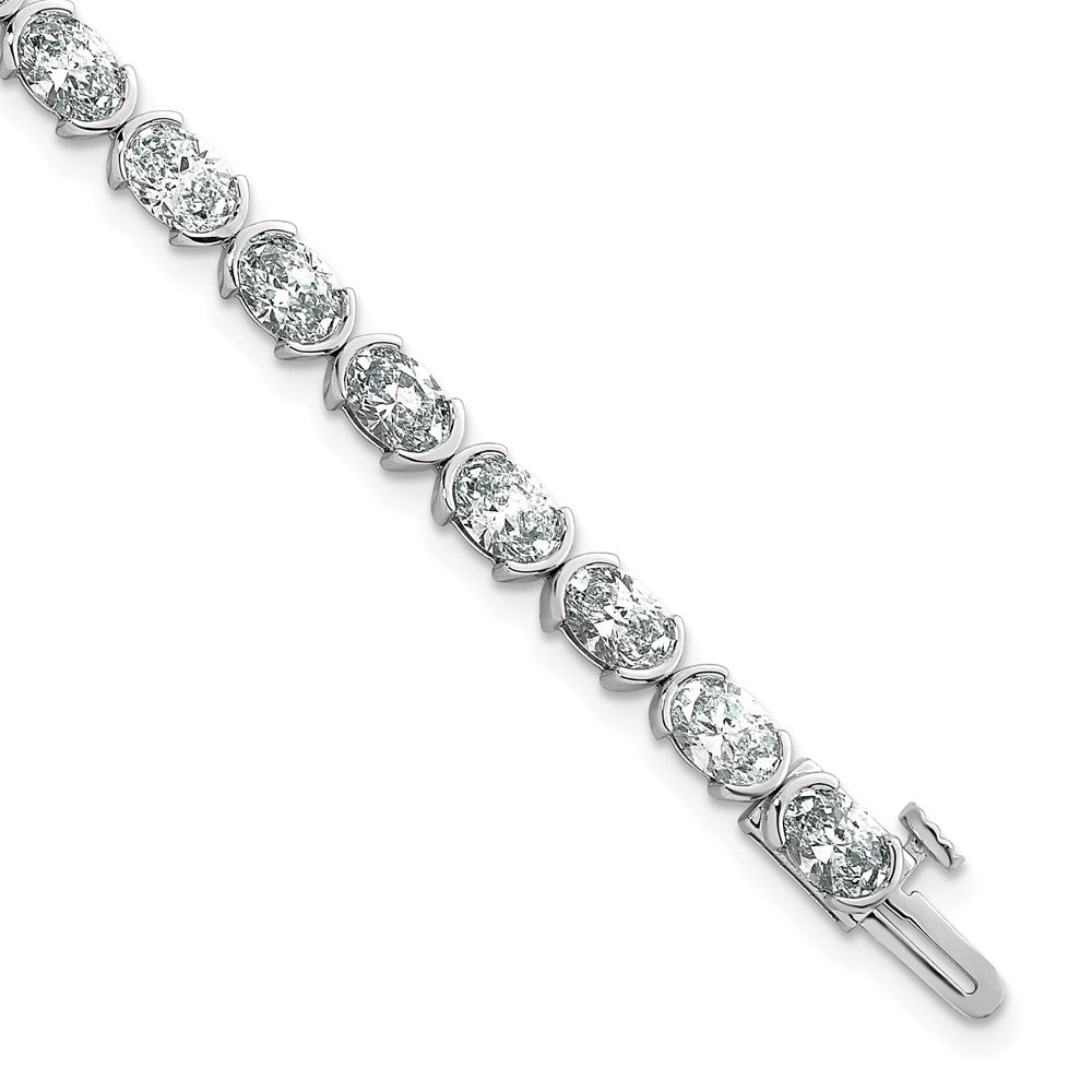 14kw 8 1/2ct Lab Grown Dia VS+ F+ 7in Oval Half Bezel-Set Comp Bracelet