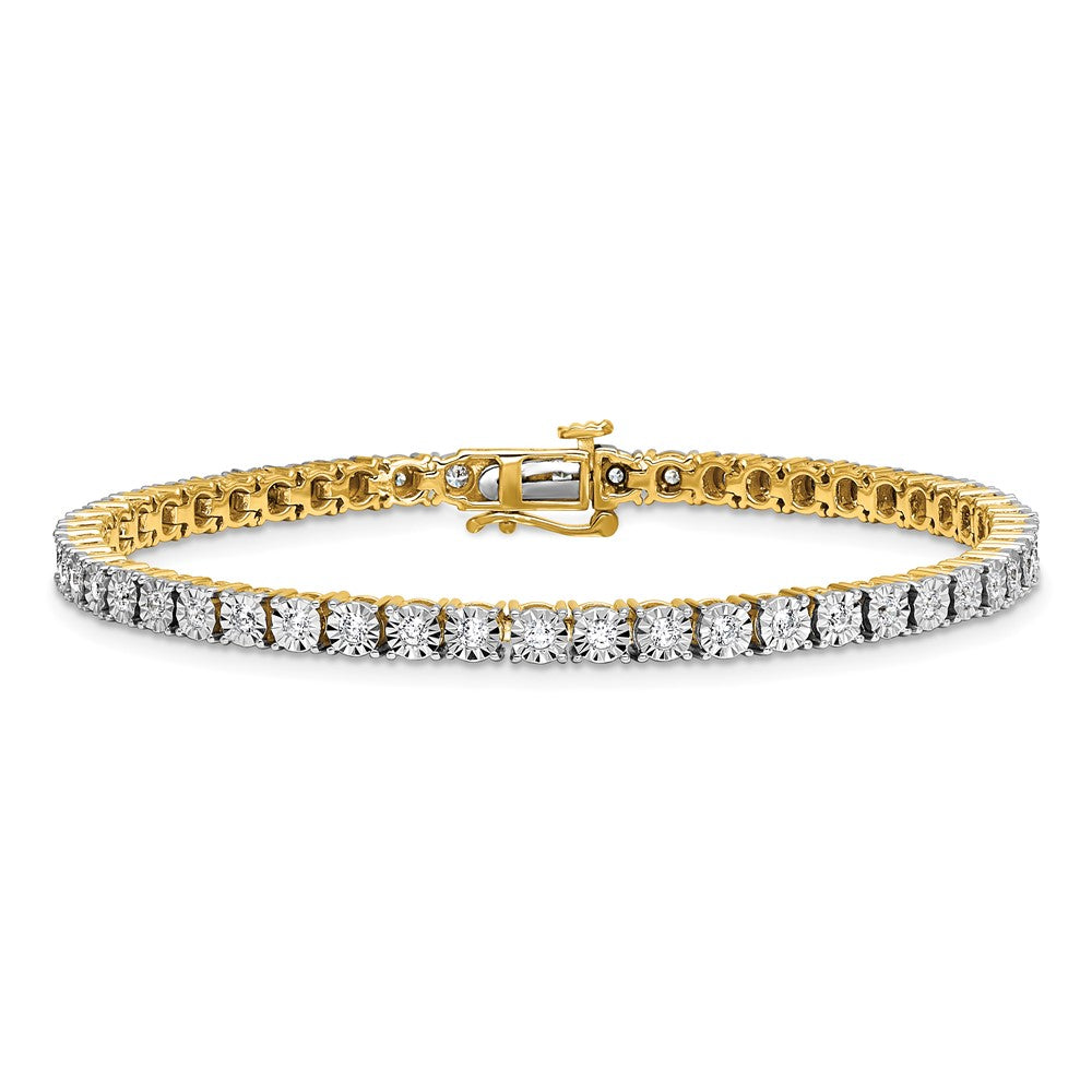 Sterling Silver Gold-plated Lab Grown Diamond Tennis Bracelet