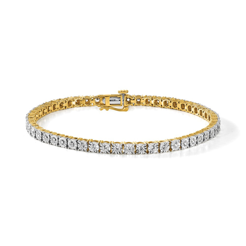 Sterling Silver Gold-plated Lab Grown Diamond Tennis Bracelet