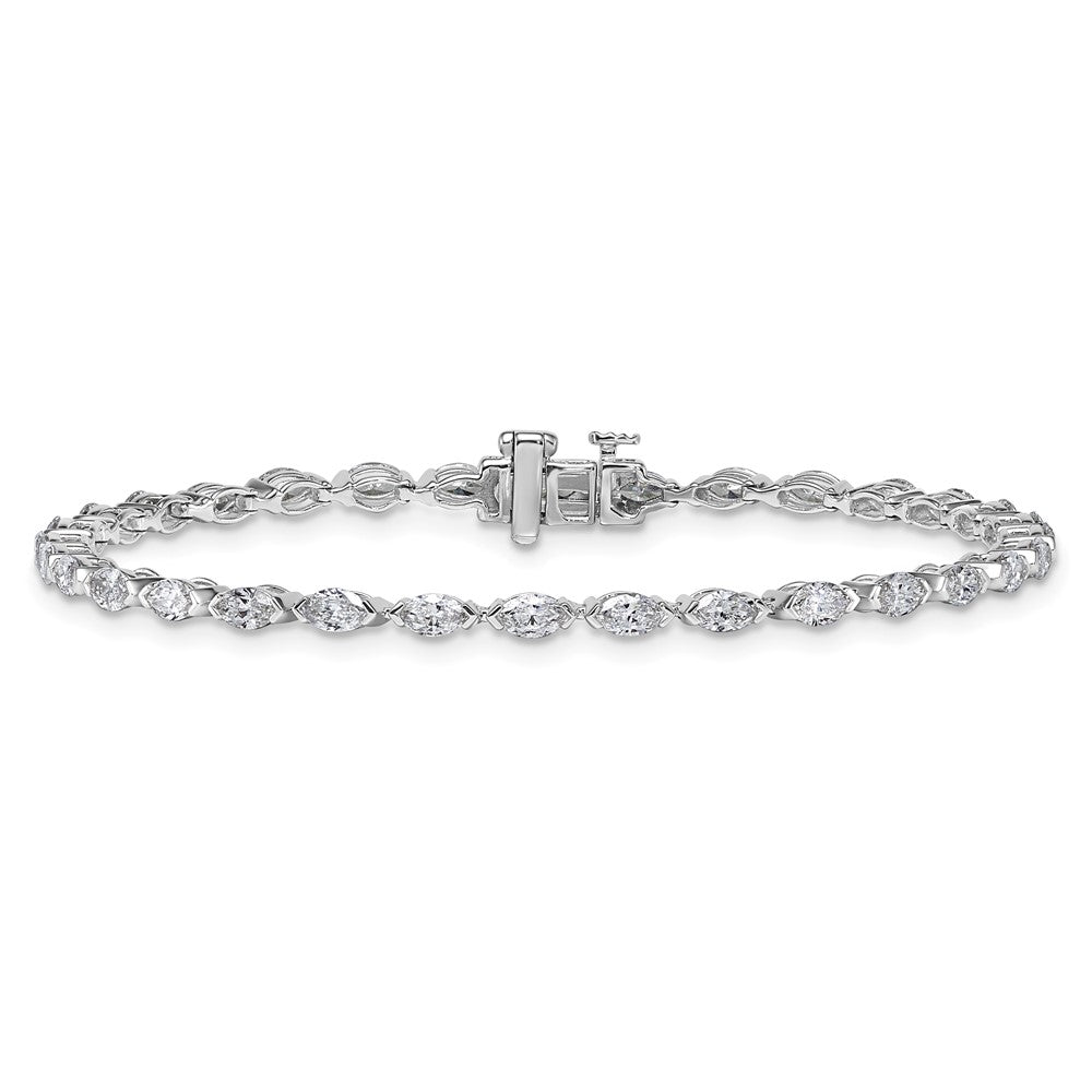 14kw Marquise Lab Grown Diamond VS+ F+ Half Bezel Set Tennis Bracelet