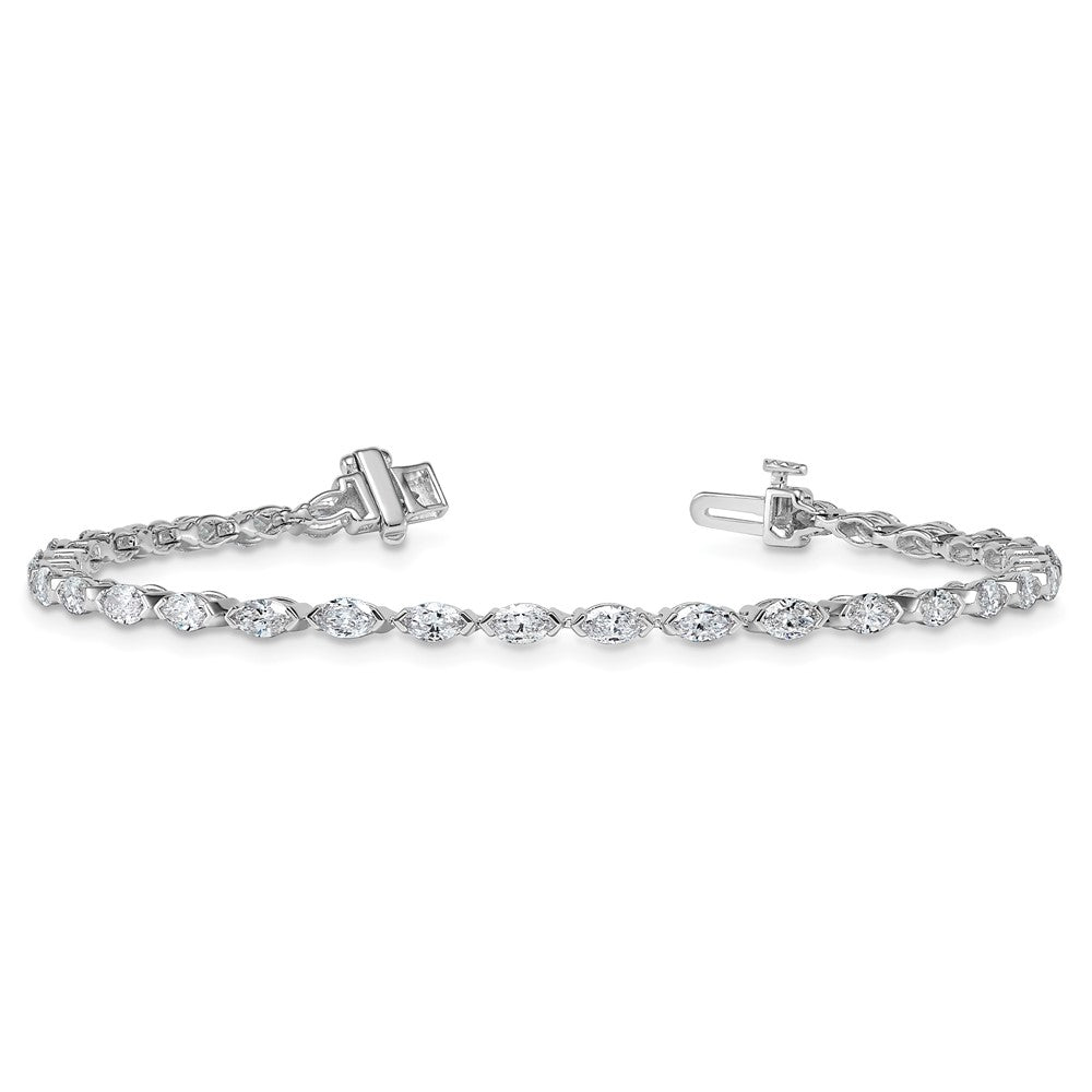 14kw Marquise Lab Grown Diamond VS+ F+ Half Bezel Set Tennis Bracelet