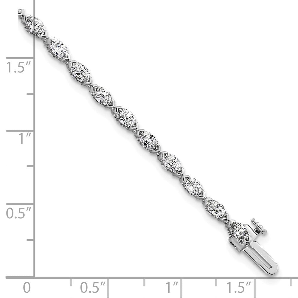 14kw Marquise Lab Grown Diamond VS+ F+ Half Bezel Set Tennis Bracelet