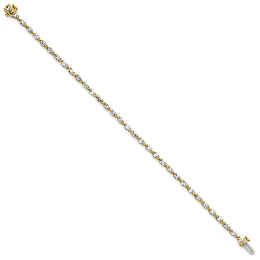 14k Pear Lab Grown Diamond VS+ F+ Half Bezel Set Tennis Bracelet