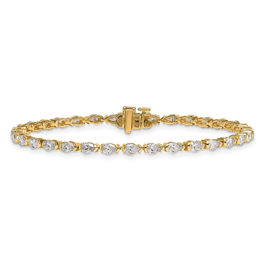 14k Pear Lab Grown Diamond VS+ F+ Half Bezel Set Tennis Bracelet