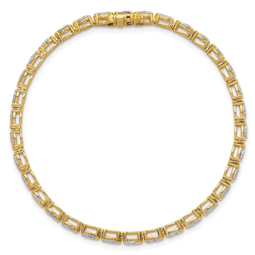 14k Pear Lab Grown Diamond VS+ F+ Half Bezel Set Tennis Bracelet