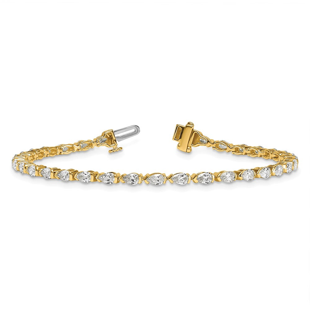 14k Pear Lab Grown Diamond VS+ F+ Half Bezel Set Tennis Bracelet