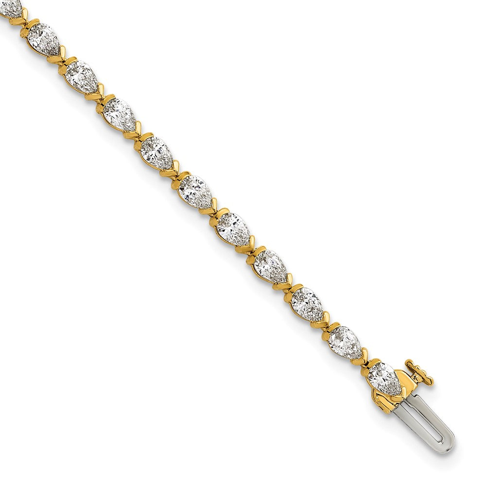 14k Pear Lab Grown Diamond VS+ F+ Half Bezel Set Tennis Bracelet