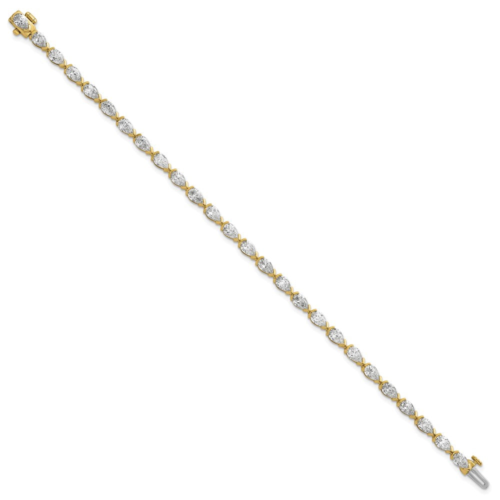 14k Pear Lab Grown Diamond VS+ F+ Half Bezel Set Tennis Bracelet