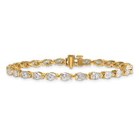14k Pear Lab Grown Diamond VS+ F+ Half Bezel Set Tennis Bracelet