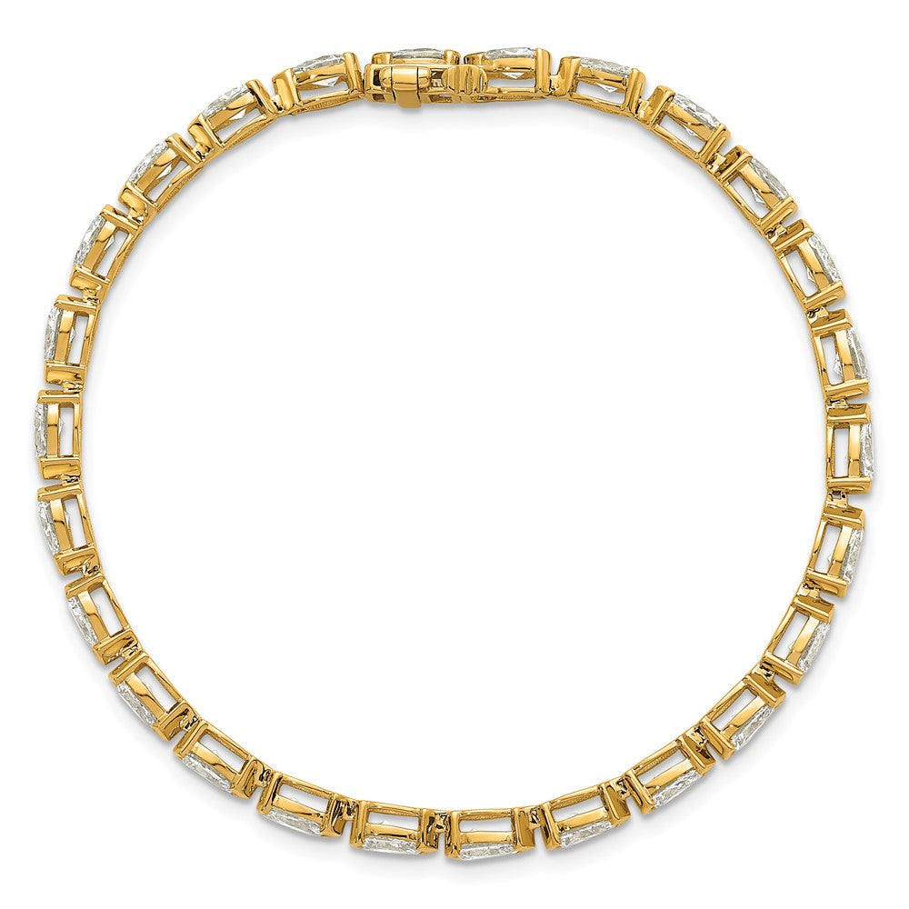 14k Pear Lab Grown Diamond VS+ F+ Half Bezel Set Tennis Bracelet