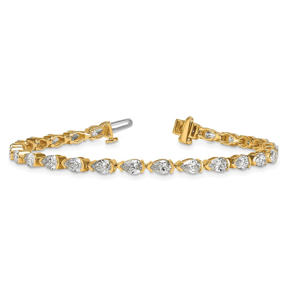14k Pear Lab Grown Diamond VS+ F+ Half Bezel Set Tennis Bracelet