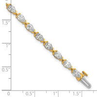 14k Pear Lab Grown Diamond VS+ F+ Half Bezel Set Tennis Bracelet