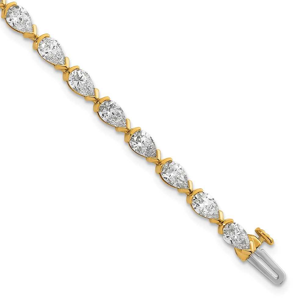 14k Pear Lab Grown Diamond VS+ F+ Half Bezel Set Tennis Bracelet