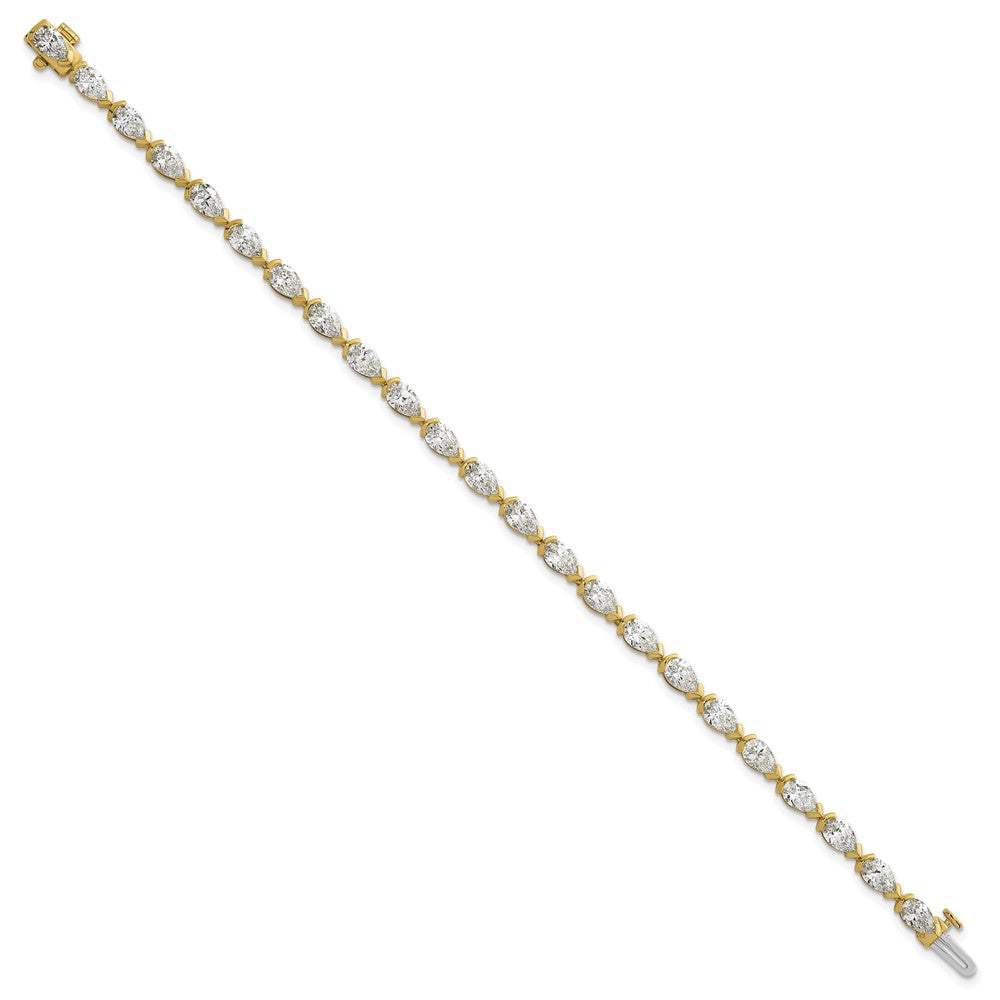 14k Pear Lab Grown Diamond VS+ F+ Half Bezel Set Tennis Bracelet