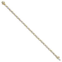 14k Pear Lab Grown Diamond VS+ F+ Half Bezel Set Tennis Bracelet