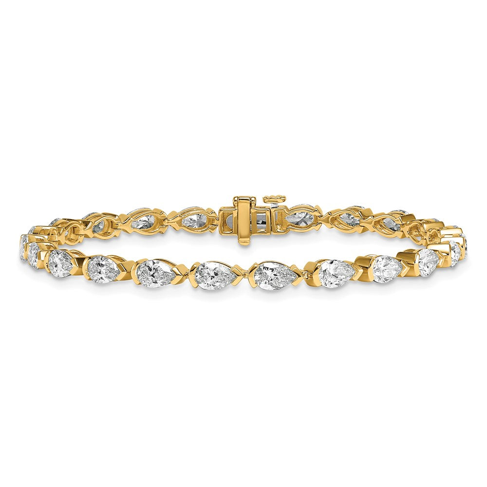 14k Pear Lab Grown Diamond VS+ F+ Half Bezel Set Tennis Bracelet
