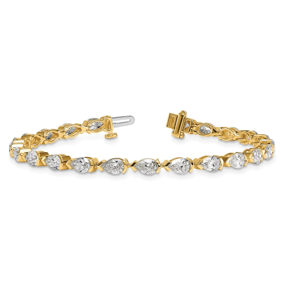 14k Pear Lab Grown Diamond VS+ F+ Half Bezel Set Tennis Bracelet