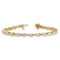 14k Pear Lab Grown Diamond VS+ F+ Half Bezel Set Tennis Bracelet