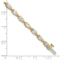 14k Pear Lab Grown Diamond VS+ F+ Half Bezel Set Tennis Bracelet