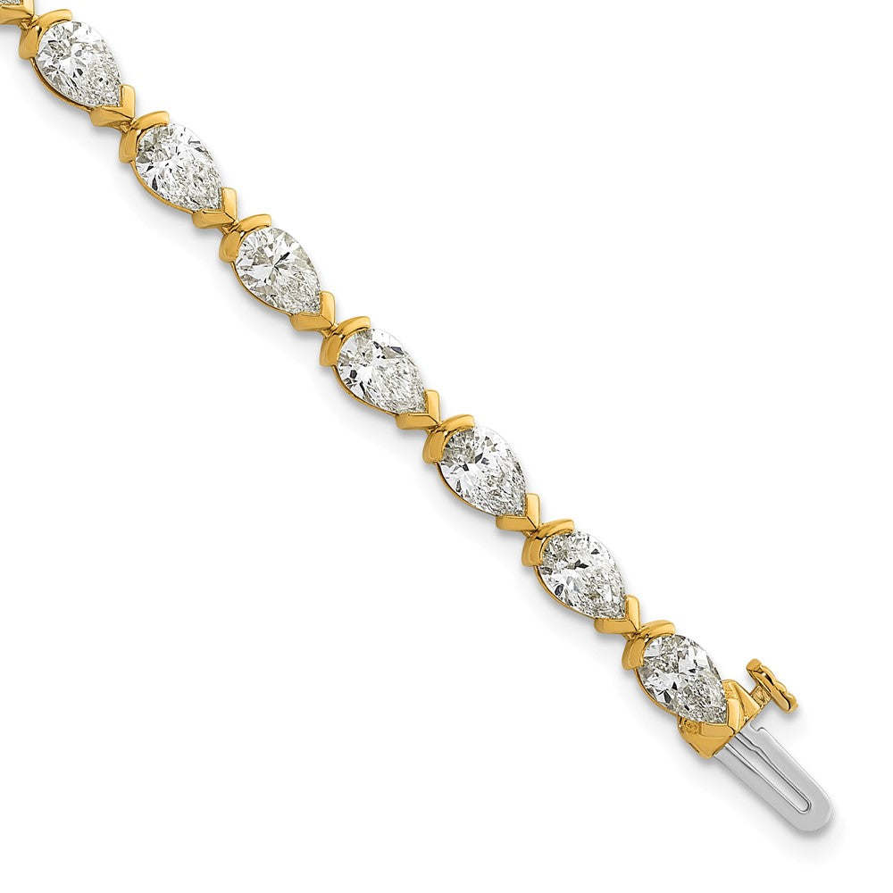 14k Pear Lab Grown Diamond VS+ F+ Half Bezel Set Tennis Bracelet