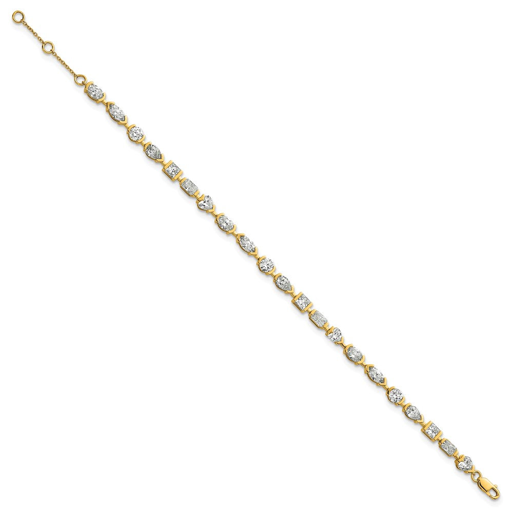 14k Lab Grown Diamond VS+ F+ Half Bezel Set 6.75in + 1in ext. Tennis Bracel