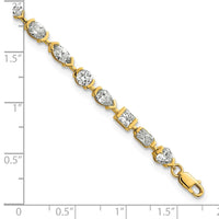 14k Lab Grown Diamond VS+ F+ Half Bezel Set 6.75in + 1in ext. Tennis Bracel