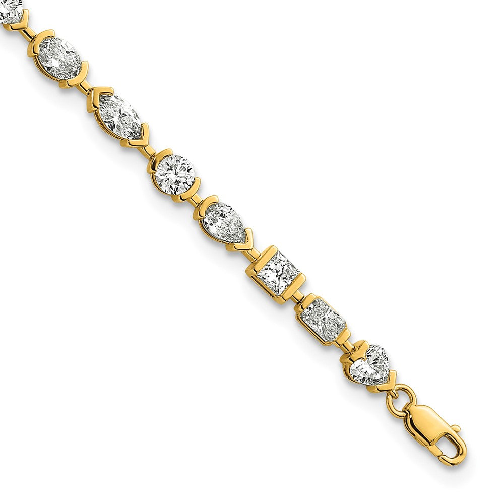 14k Lab Grown Diamond VS+ F+ Half Bezel Set 6.75in + 1in ext. Tennis Bracel