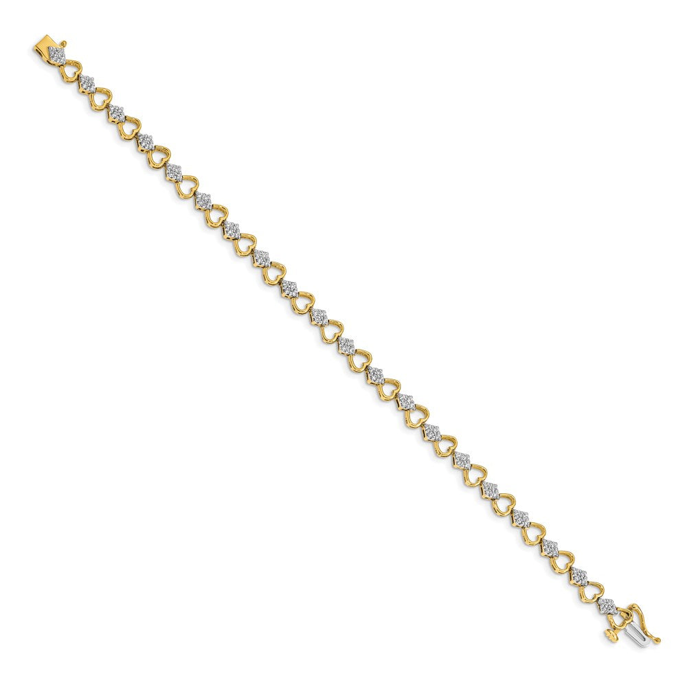 14k 1 ct Lab Grown Dia VS/SI+ G+ Comp 7.5 in Heart Link Bracelet