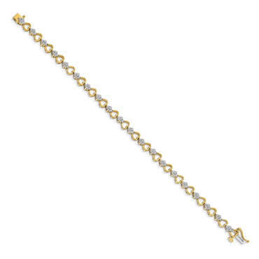 14k 1 ct Lab Grown Dia VS/SI+ G+ Comp 7.5 in Heart Link Bracelet