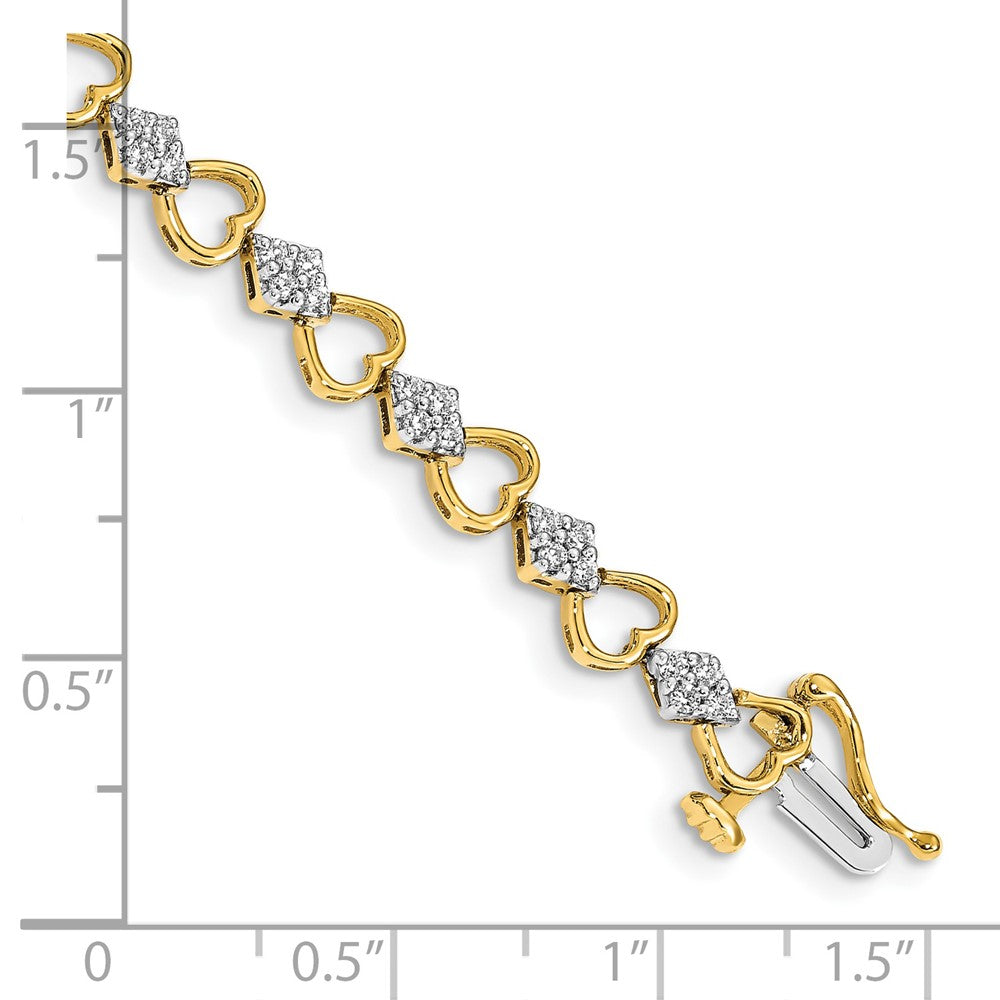 14k 1 ct Lab Grown Dia VS/SI+ G+ Comp 7.5 in Heart Link Bracelet