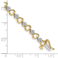 14k 1 ct Lab Grown Dia VS/SI+ G+ Comp 7.5 in Heart Link Bracelet