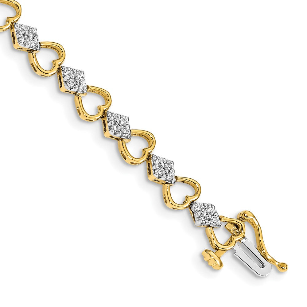 14k 1 ct Lab Grown Dia VS/SI+ G+ Comp 7.5 in Heart Link Bracelet