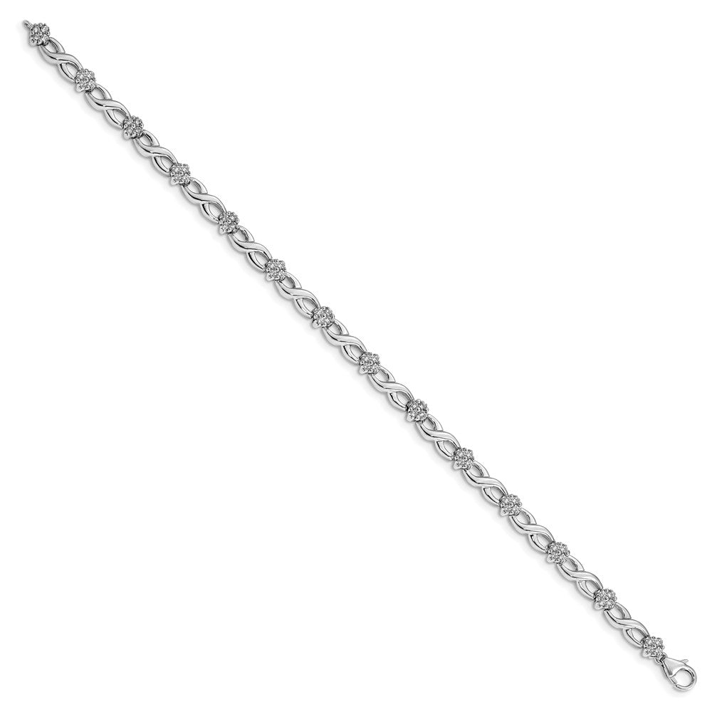 14kw 1 ct Lab Grown Dia VS/SI+ G+ 7 in Comp Flower Infinity Bracelet