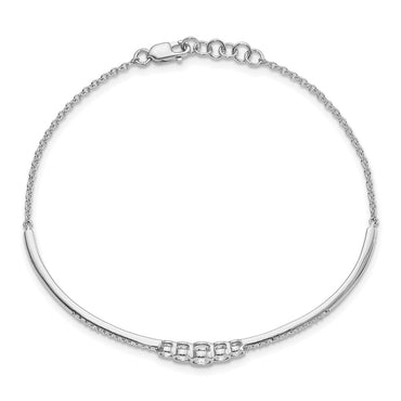 14kw 1/2ct Lab Grown Dia VS/SI+ G+ Comp Bezel Set Bar Bangle Bracelet
