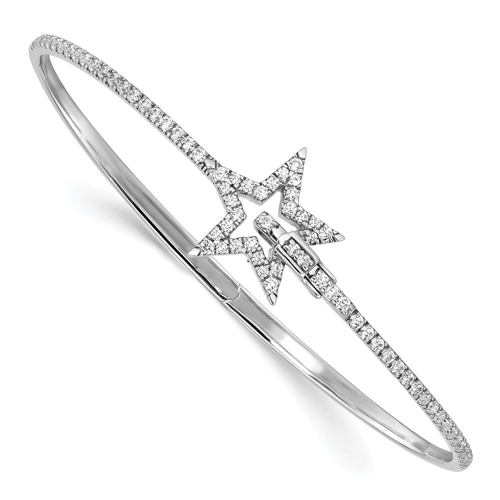 14kw 7/8ct Lab Grown Dia VS/SI+ G+ Comp Star Hinged Bangle Bracelet