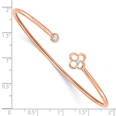 14kr 1/6ct Lab Grown Diamond VS/SI+ G+ Comp Floral Flexible Bangle
