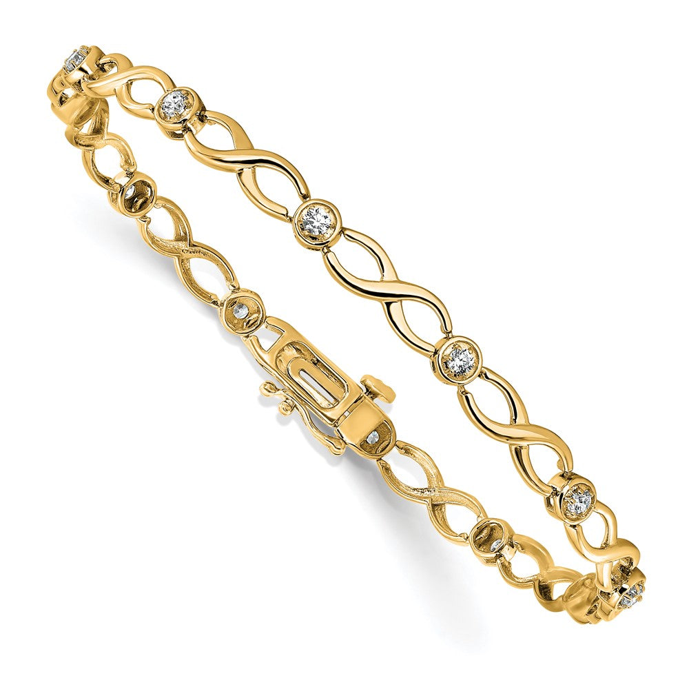 14ky 1/2ct Lab Grown Dia VS/SI+ G+ 7.25in Comp Infinity Bracelet