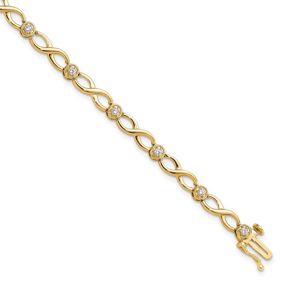14ky 1/2ct Lab Grown Dia VS/SI+ G+ 7.25in Comp Infinity Bracelet