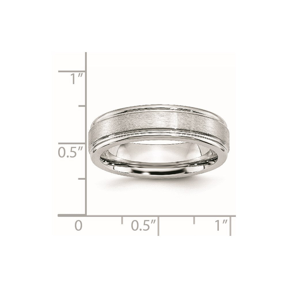 Cobalt Satin and Polished Ridged Edge 6mm Band