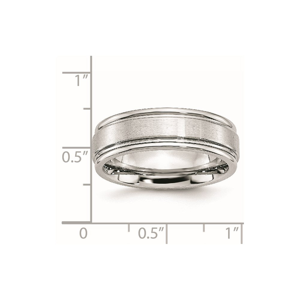 Cobalt Satin and Polished Ridged Edge 7mm Band