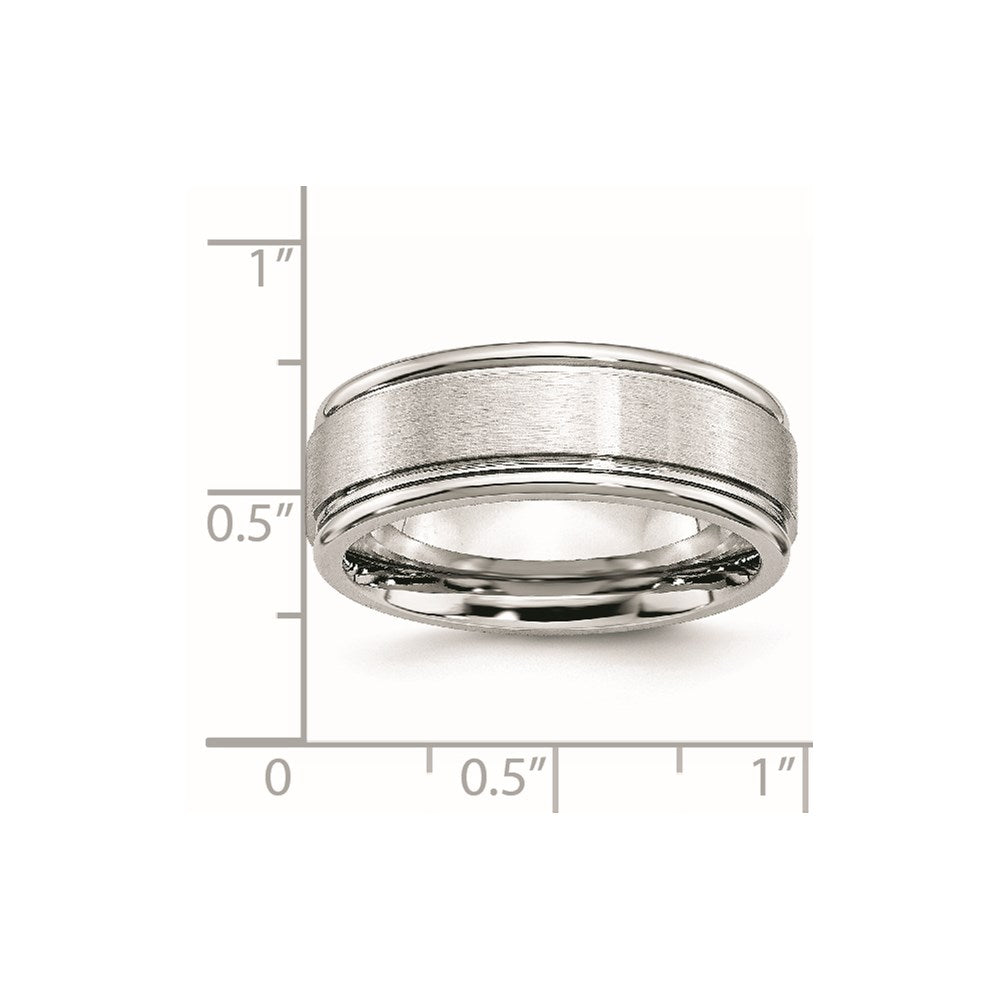 Cobalt Satin and Polished Ridged Edge 8mm Band