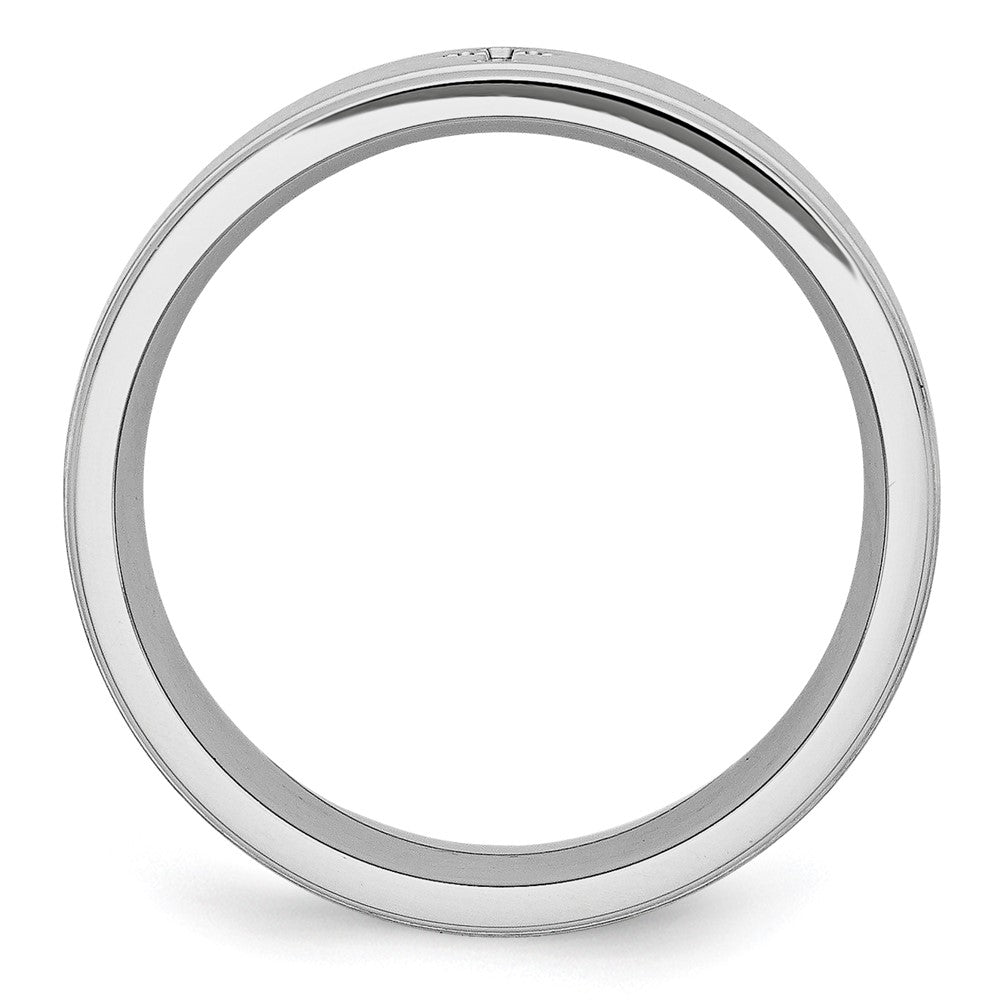 Cobalt Sterling Silver Inlay Satin and Polished Ridged Edge 8mm Band