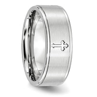 Cobalt Sterling Silver Inlay Satin and Polished Ridged Edge 8mm Band