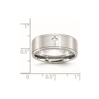Cobalt Sterling Silver Inlay Satin and Polished Ridged Edge 8mm Band