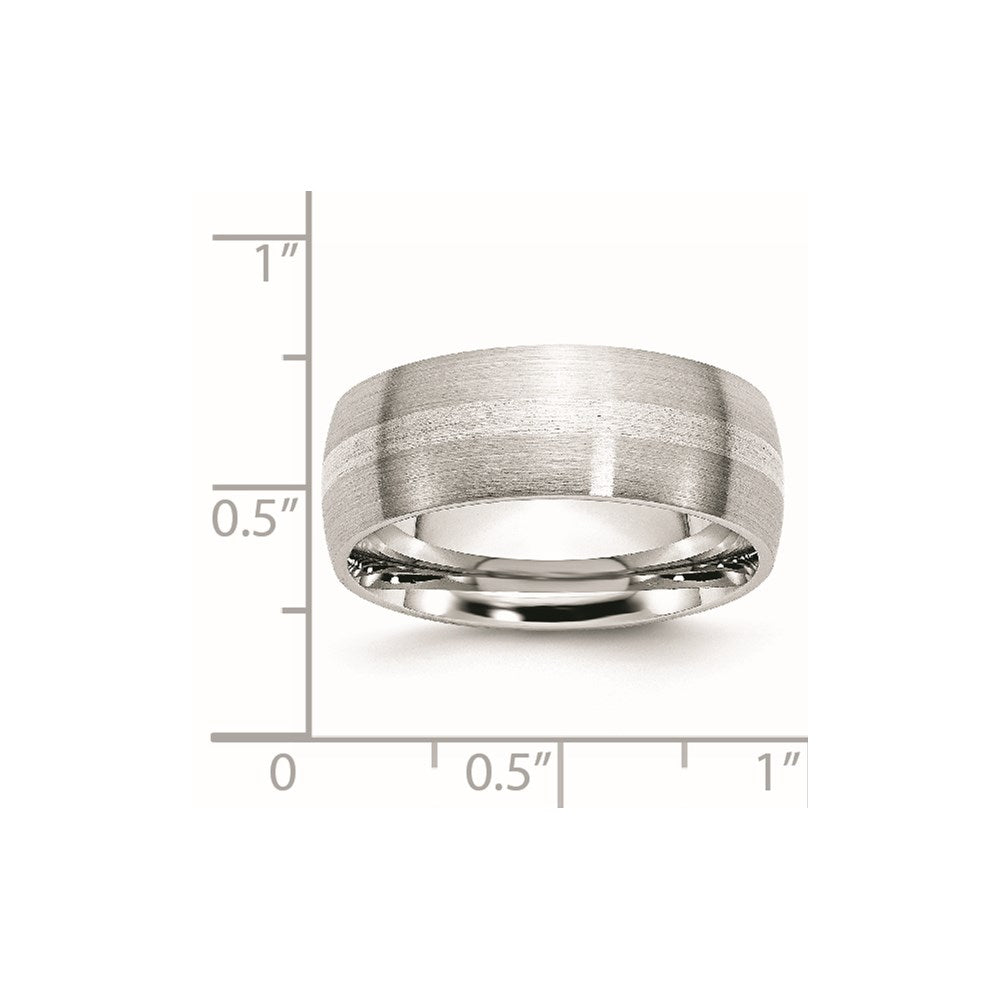Cobalt Sterling Silver Inlay Satin 8mm Band